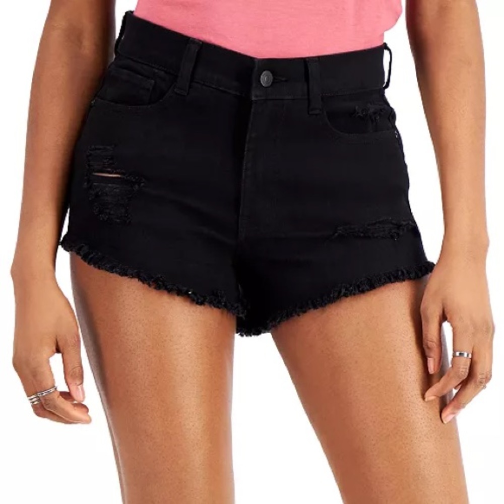 Juniors frayed denim shorts